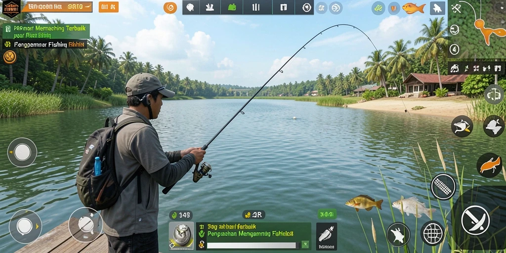 Screenshot utama 34R menampilkan pengalaman gameplay memancing yang mendebarkan.