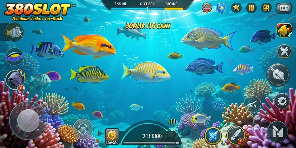 Tampilan gameplay seru 380SLOT saat menembak ikan.
