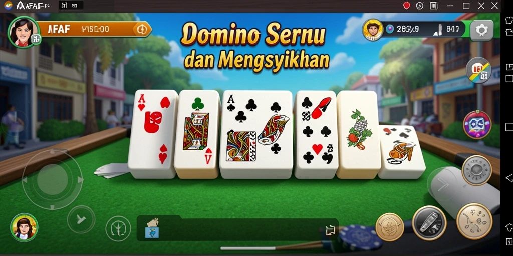 Screenshot utama AFAF menampilkan suasana kompetitif permainan Domino.