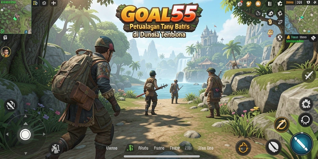 Tampilan gameplay GOAL55 yang menakjubkan dan bebas eksplorasi.