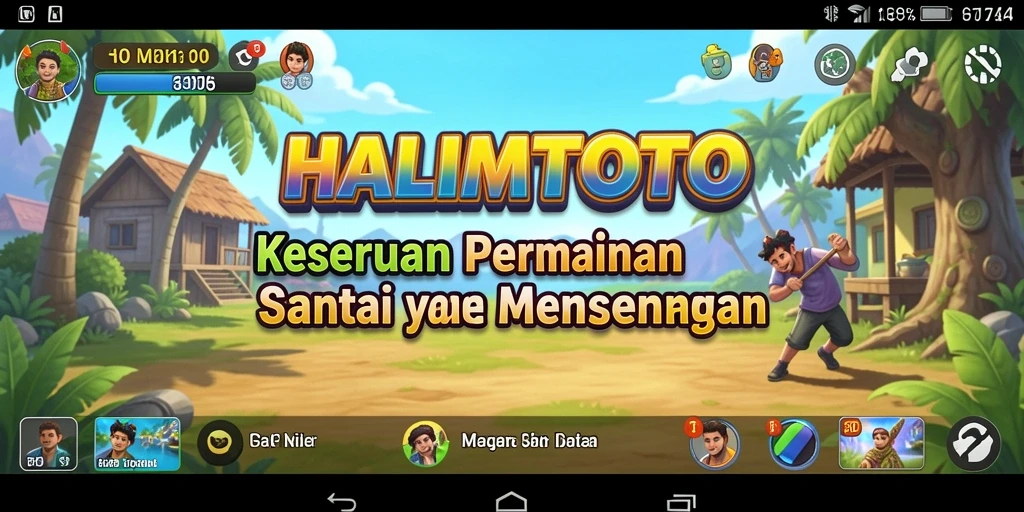 Screenshot gameplay HALIMTOTO yang penuh warna dan seru.