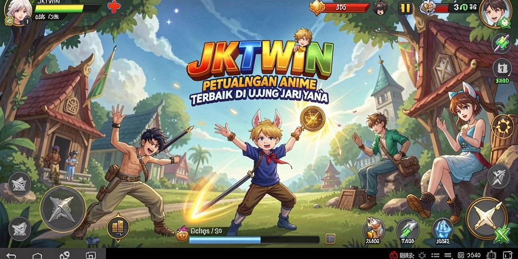 Screenshot gameplay JKTWIN menampilkan pertarungan seru dan karakter Anime.
