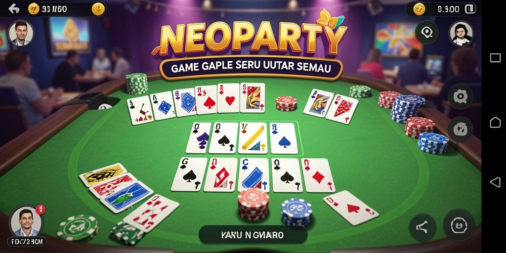 Tampilan menarik gameplay Gaple NEOPARTY yang seru.