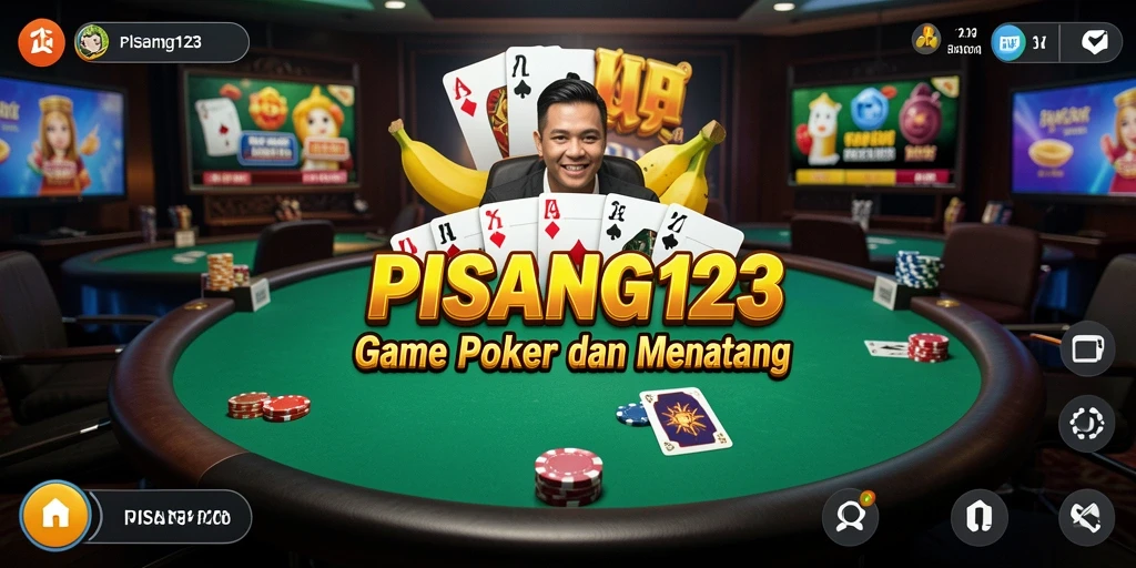 Tampilan gameplay seru PISANG123 dengan suasana poker yang mendebarkan.