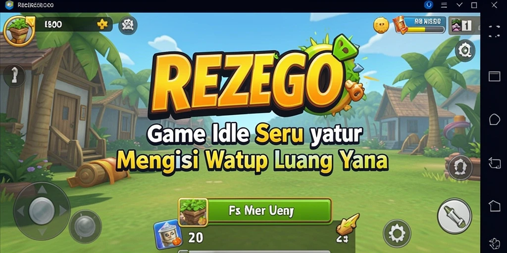 Screenshot gameplay utama REZEGO yang menampilkan karakter dan sumber daya yang dikelola.