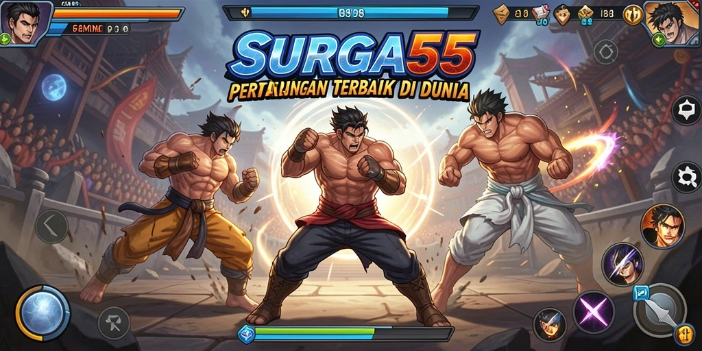 Tangkapan layar SURGA55: aksi seru dalam pertarungan Fighting.