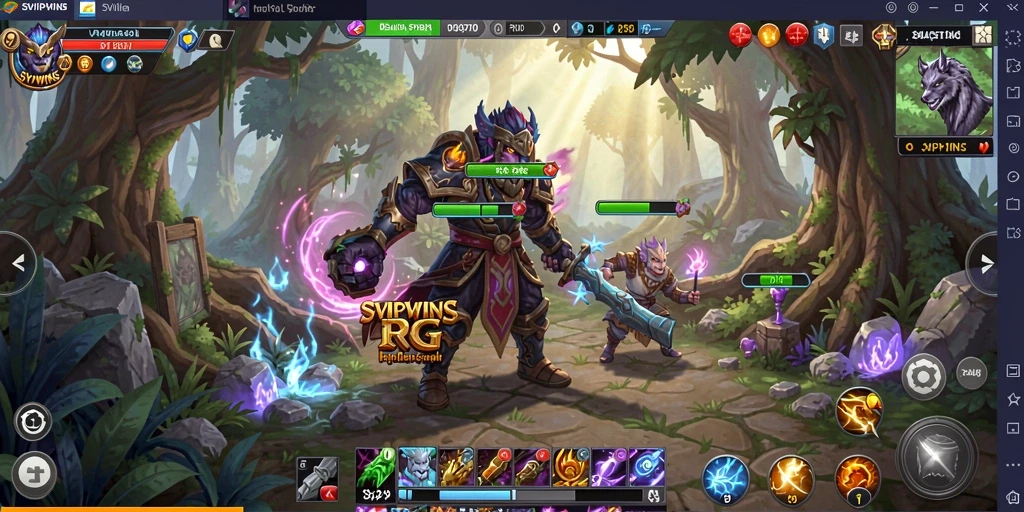 Tangkapan layar gameplay SVIPWINS yang memukau dalam pertarungan RPG.