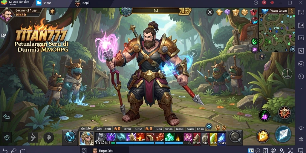 Tampilan aksi seru dalam gameplay MMORPG TITAN777.